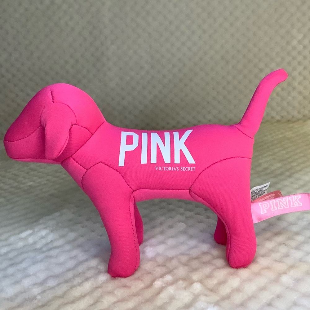 PINK Victoria's Secret 1986 Bright Pink Plush Dog Stuffed Animal Toy